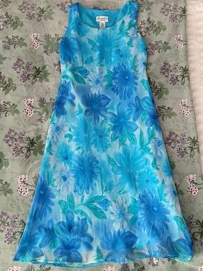 Vintage Studio 1 Petite Blue Flower Power Midi Dress 💙